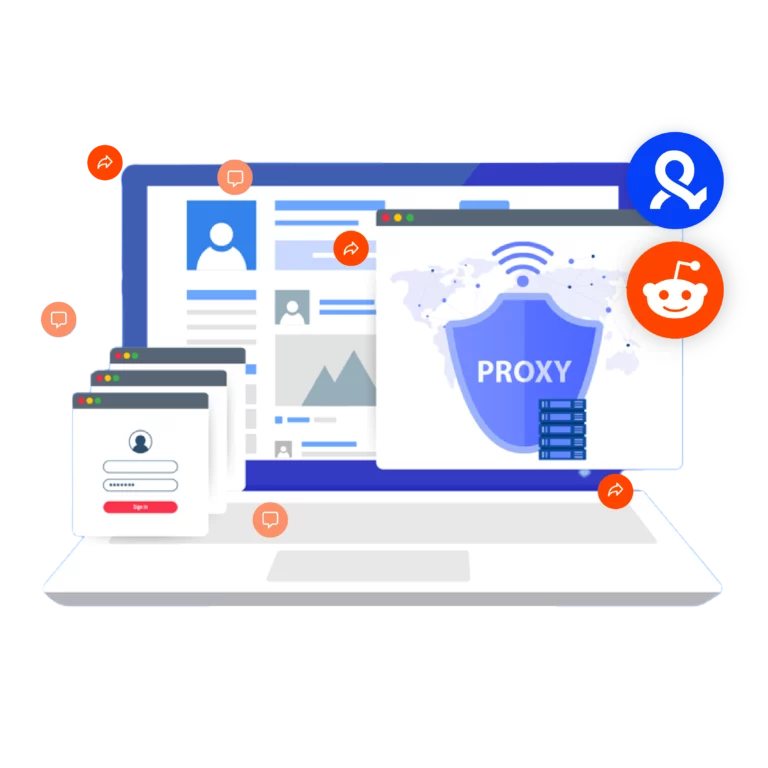 Illustration of a simple Reddit proxy setup with Multilogin for secure and anonymous browsing.